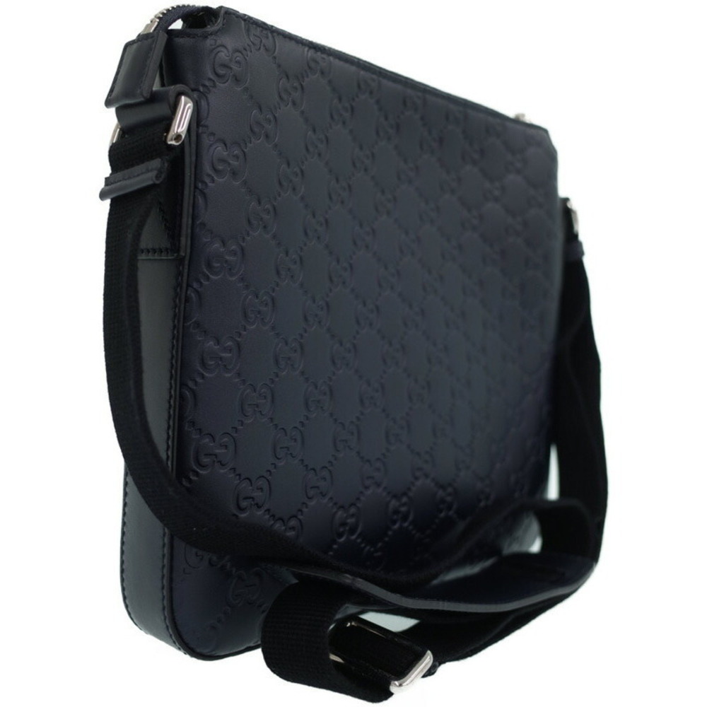Gucci Leather ssima Signature Black Messenger Crossbody Bag